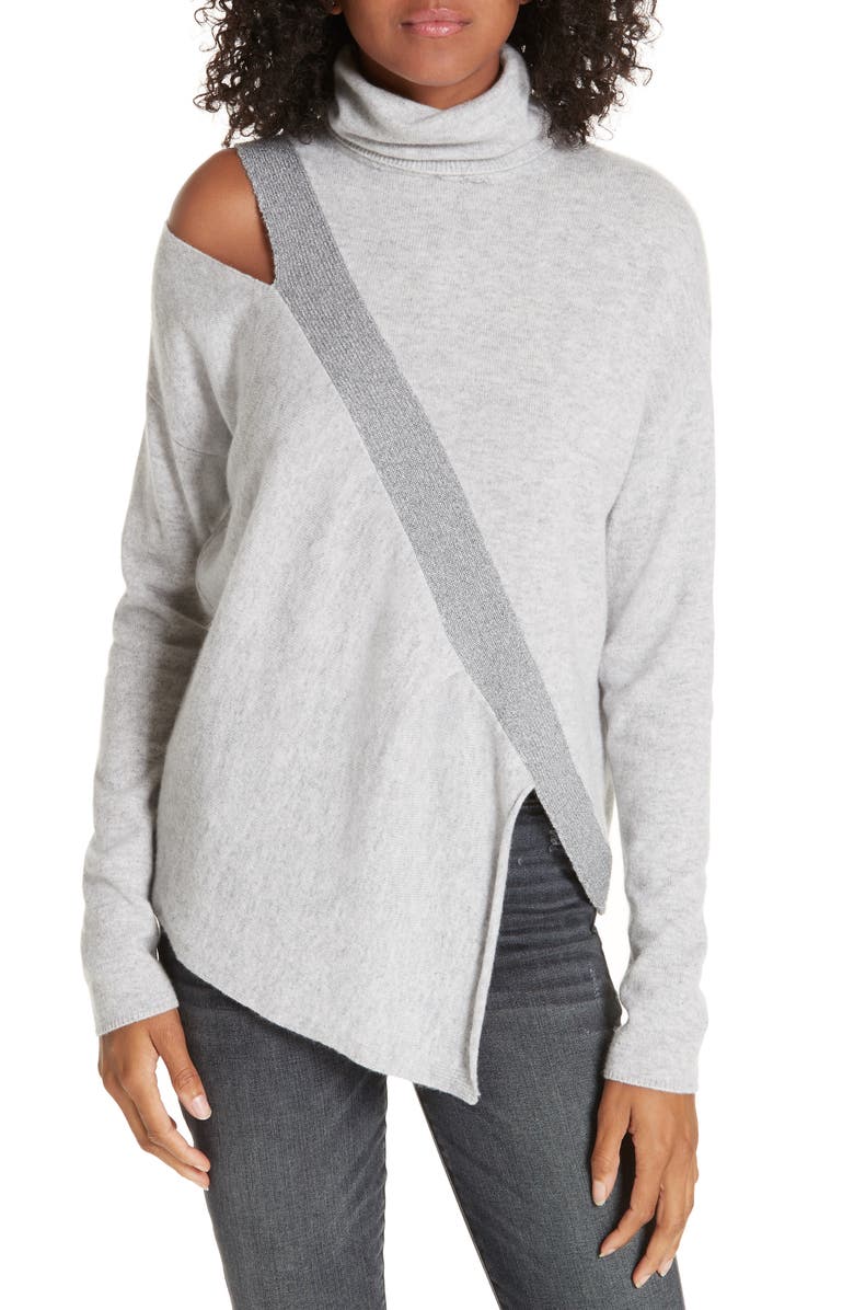 Brochu Walker Fae Cold Shoulder Asymmetrical Cashmere Blend Sweater, Main, color, 