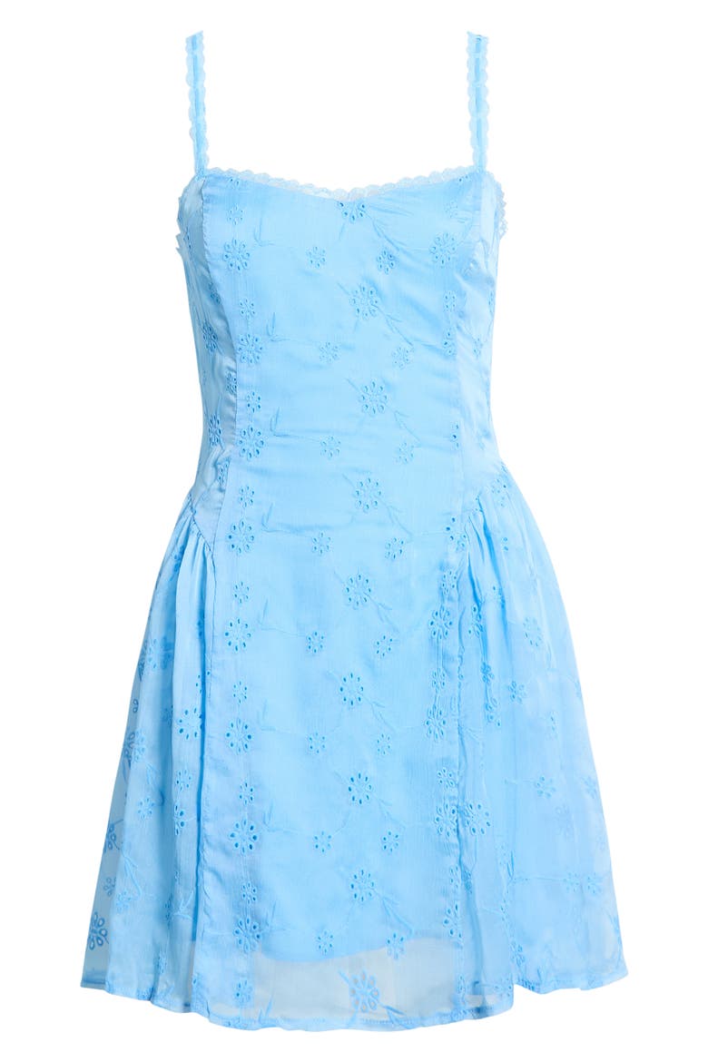 Eyelet Lace Fit & Flare Party Dress, Alternate, color, CORNFLOWER BLUE
