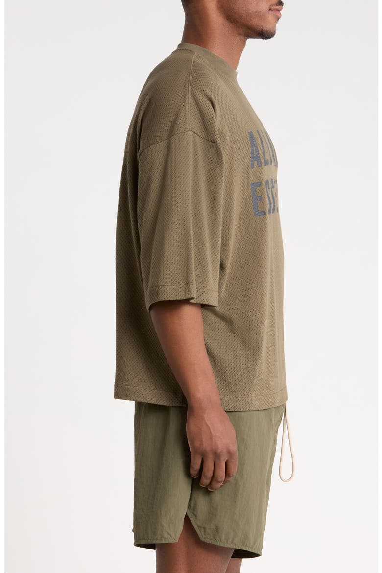 Merch Oversize Cotton Mesh Graphic T-Shirt, Alternate, color, MOSS