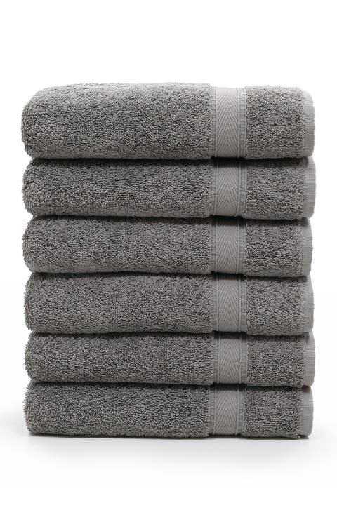 Sinemis Terry Hand Towels - Set of 6 - Dark Grey