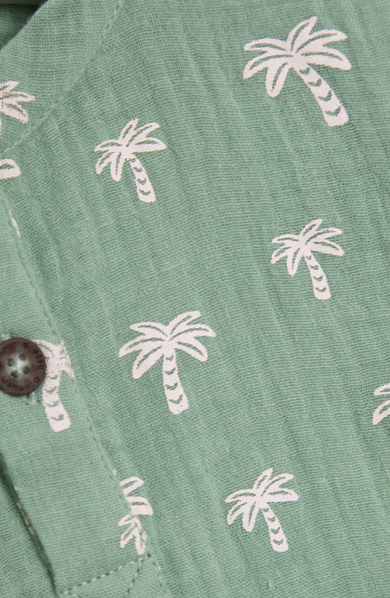 JOJO MAMAN BEBE Palm Tree Cotton Gauze Henley & Shorts Set, Alternate, color, Khaki