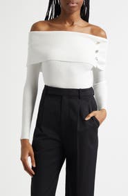 Elie Tahari The Imani Off the Shoulder Rib Sweater
