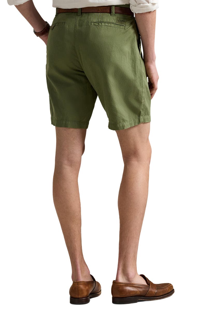 Polo Ralph Lauren Classic Fit Flat Front Linen & Cotton Blend Chino Shorts, Alternate, color, Tree Green