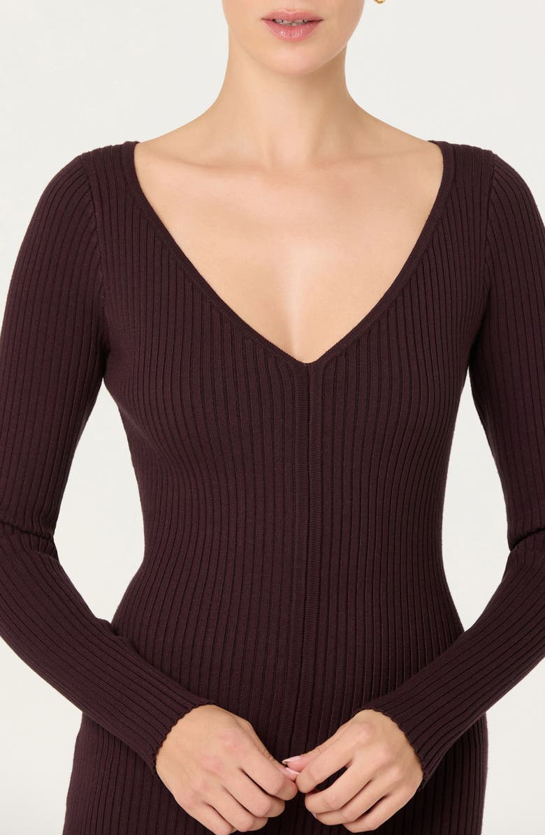 ASTR the Label Glenda Long Sleeve Rib Sweater Dress, Alternate, color, Dark Brown
