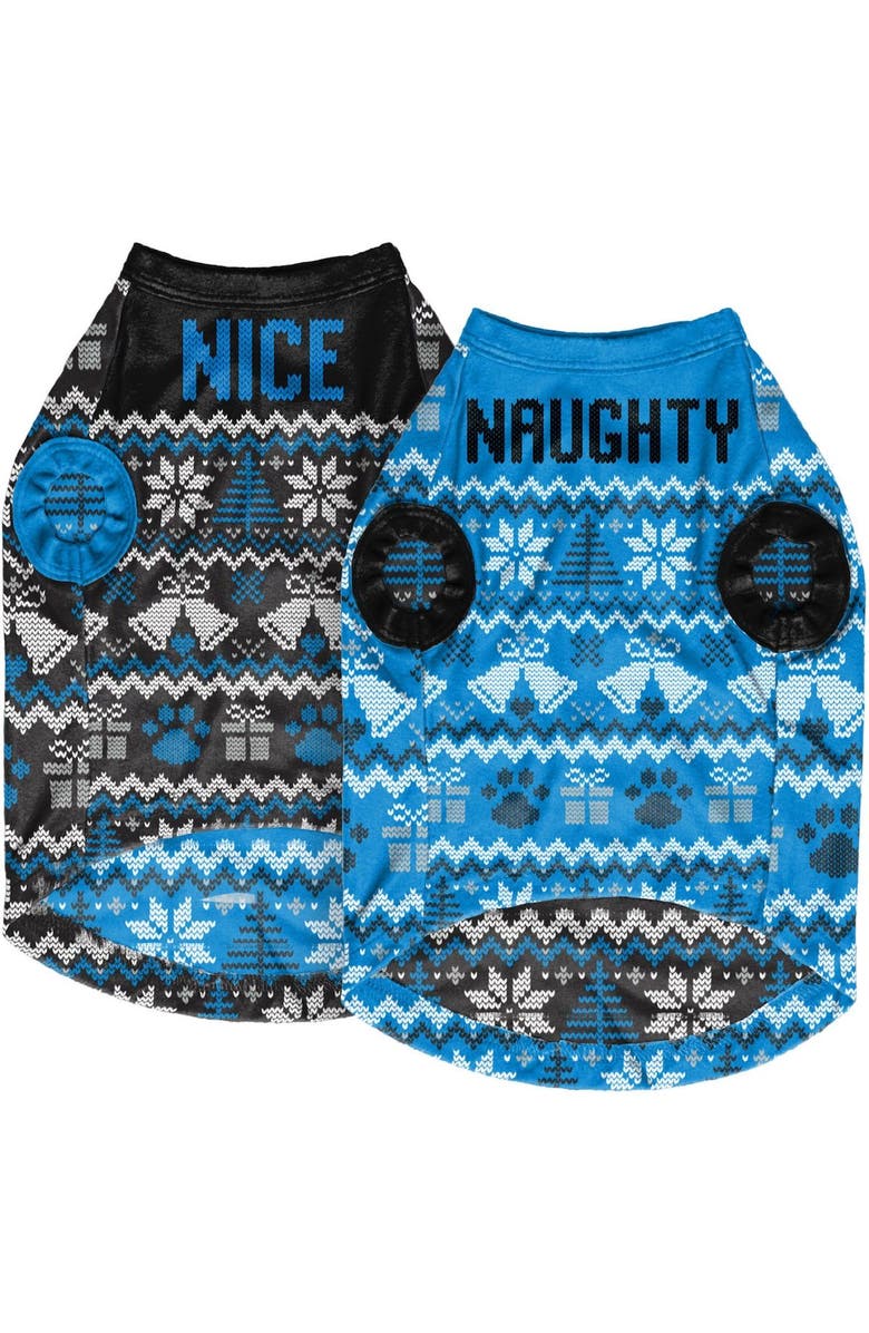 FOCO Carolina Panthers Reversible Holiday Dog Sweater, Alternate, color, 