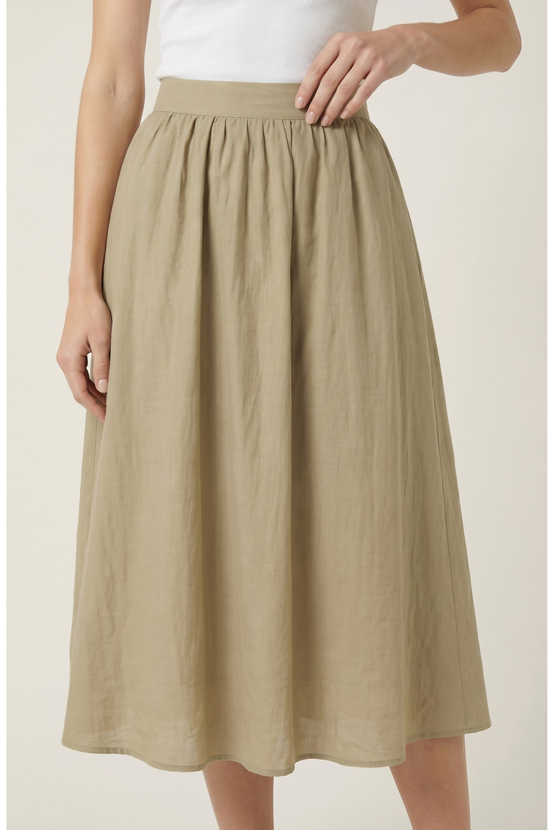 Flowy Midi A Line Skirt, Main, color, Green
