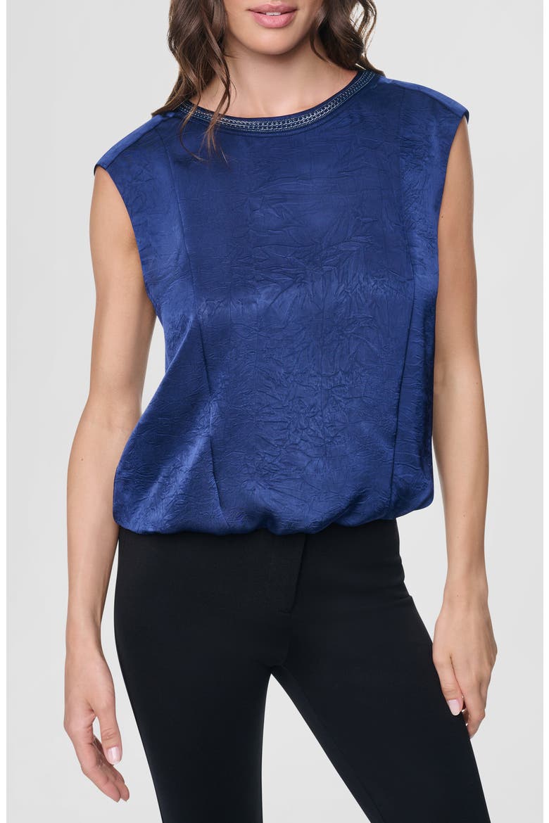 Chain Sleeveless Crinkle Satin Top, Main, color, INTREPID BLUE