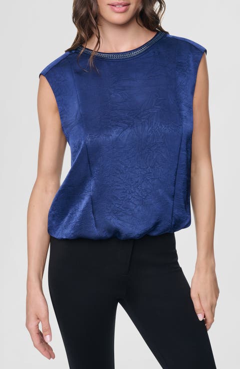 Chain Sleeveless Crinkle Satin Top