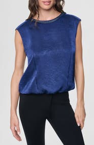DKNY Chain Sleeveless Crinkle Satin Top