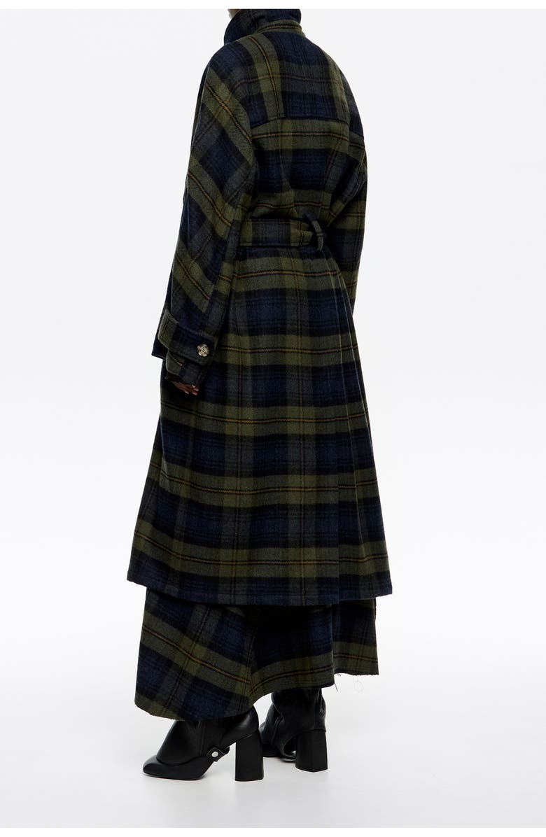 Bimba y Lola Checked Double-Face Double-Breasted Coat, Alternate, color, Khaki