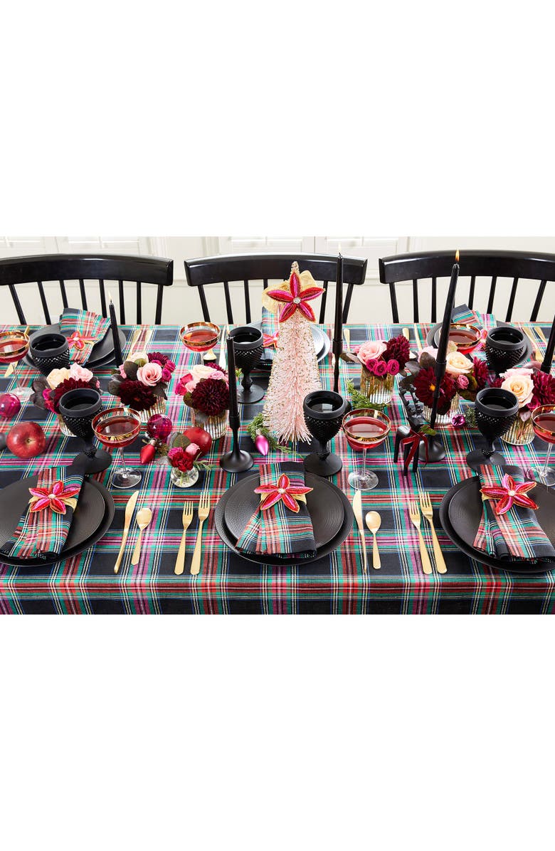 Solino Home Linen Tablecloth - Jewel Plaid, Alternate, color, Black Jewel