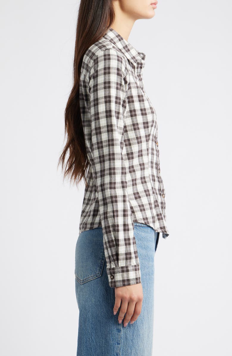 BDG Urban Outfitters Gwen Plaid Cotton Blend Button-Up Shirt, Alternate, color, Cream