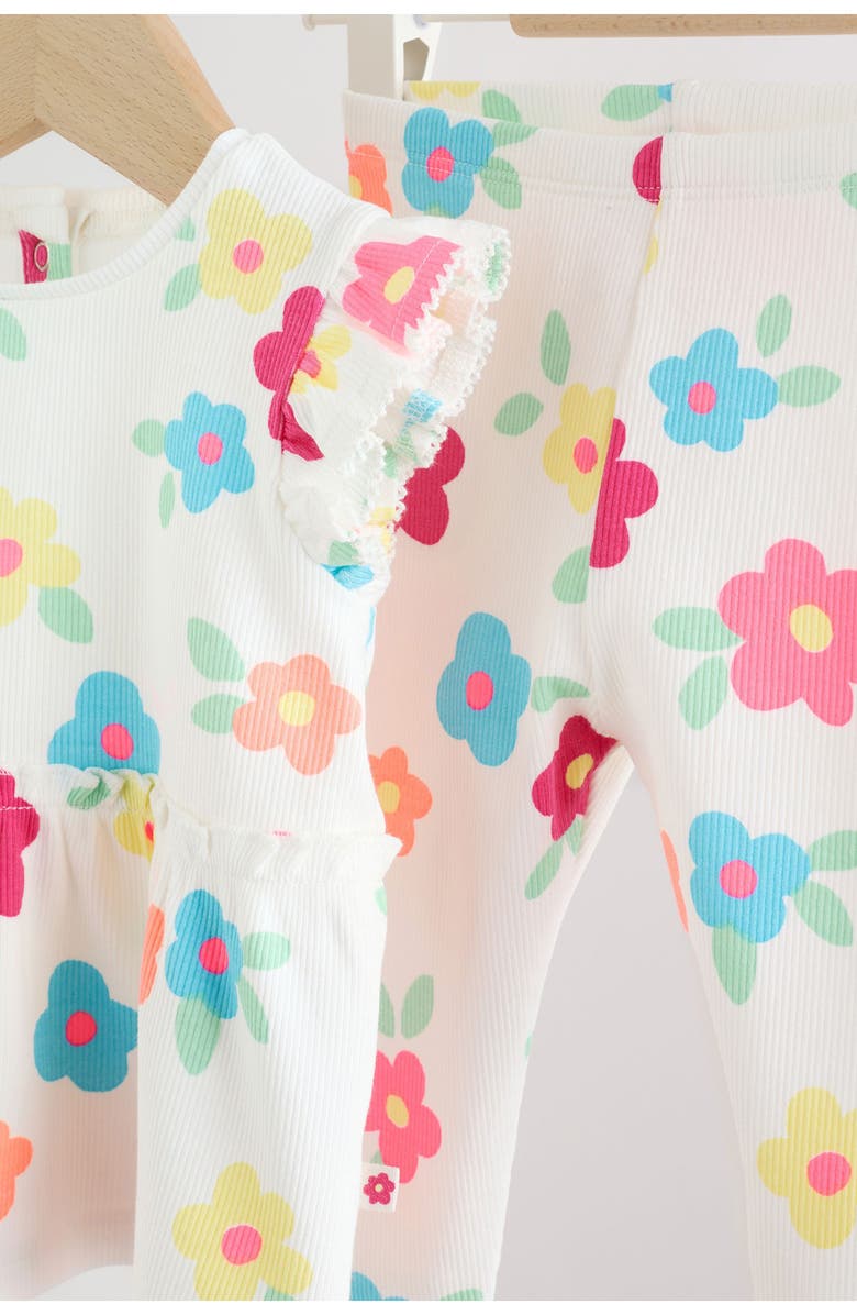 NEXT Floral Print Sleeveless Top & Leggings, Alternate, color, White