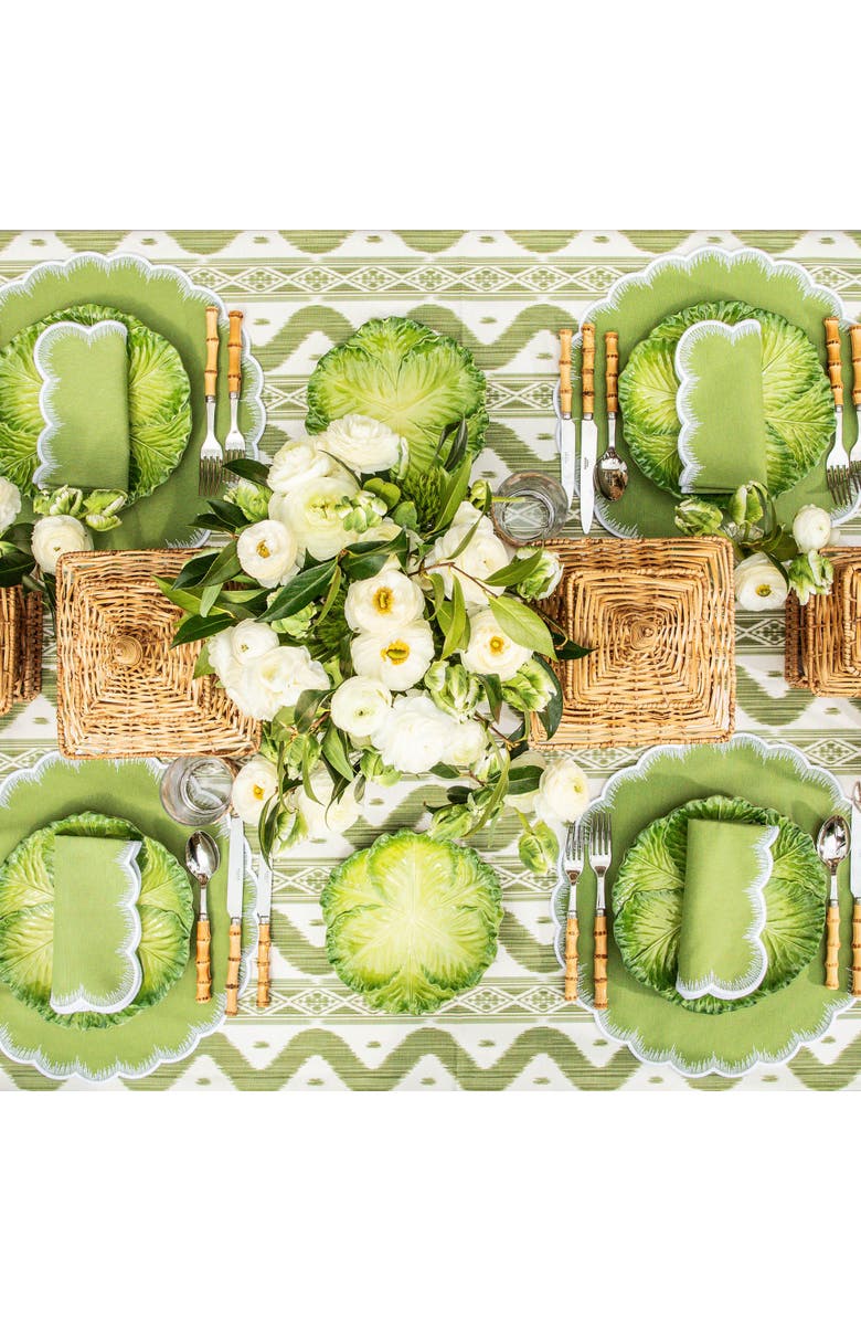 Mrs. Alice Apple Green Isabella Round Placemats, Alternate, color, Green