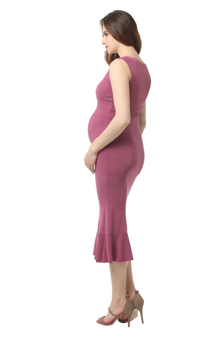 Kora Maternity Mermaid Midi Dress, Alternate, color, ROSE