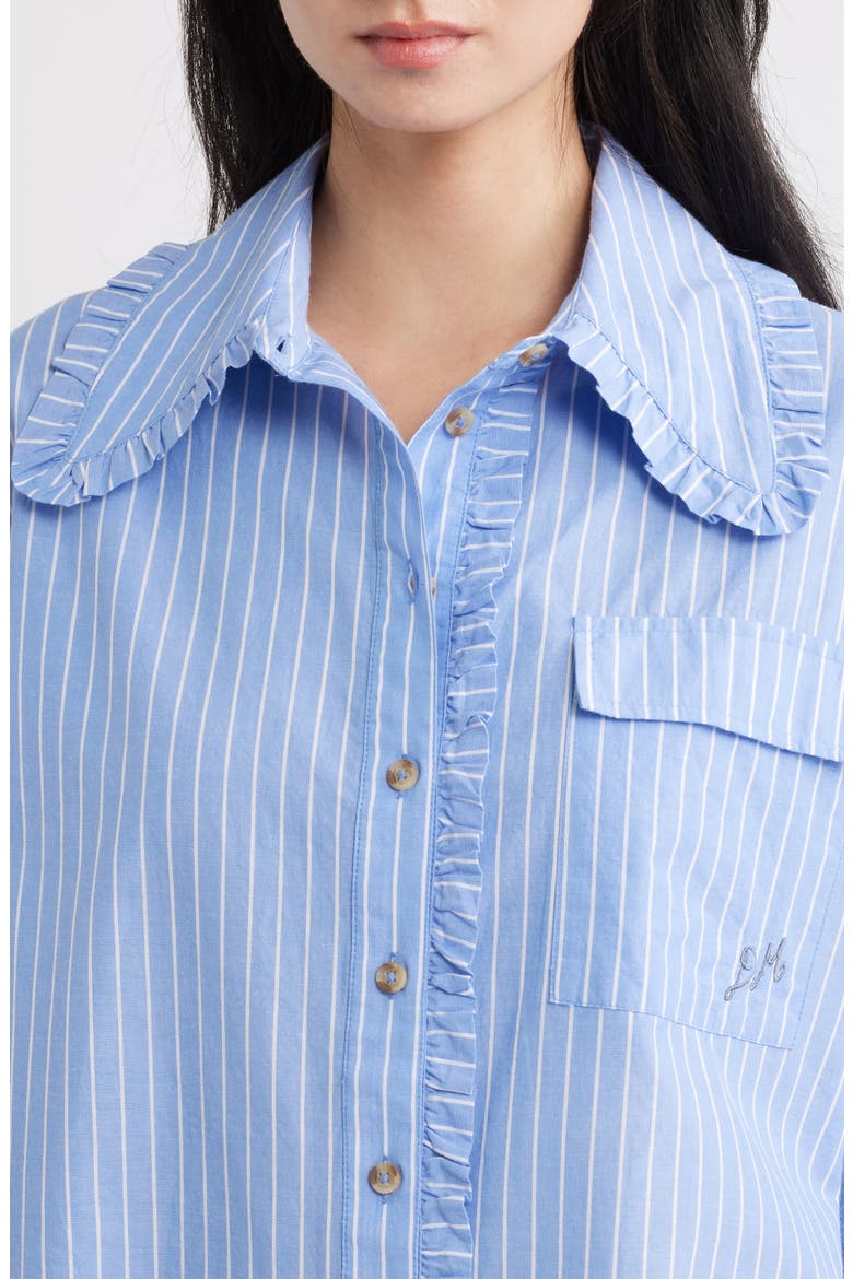 Kendall Ruffle Stripe Organic Cotton Shirt, Alternate, color, BLUE