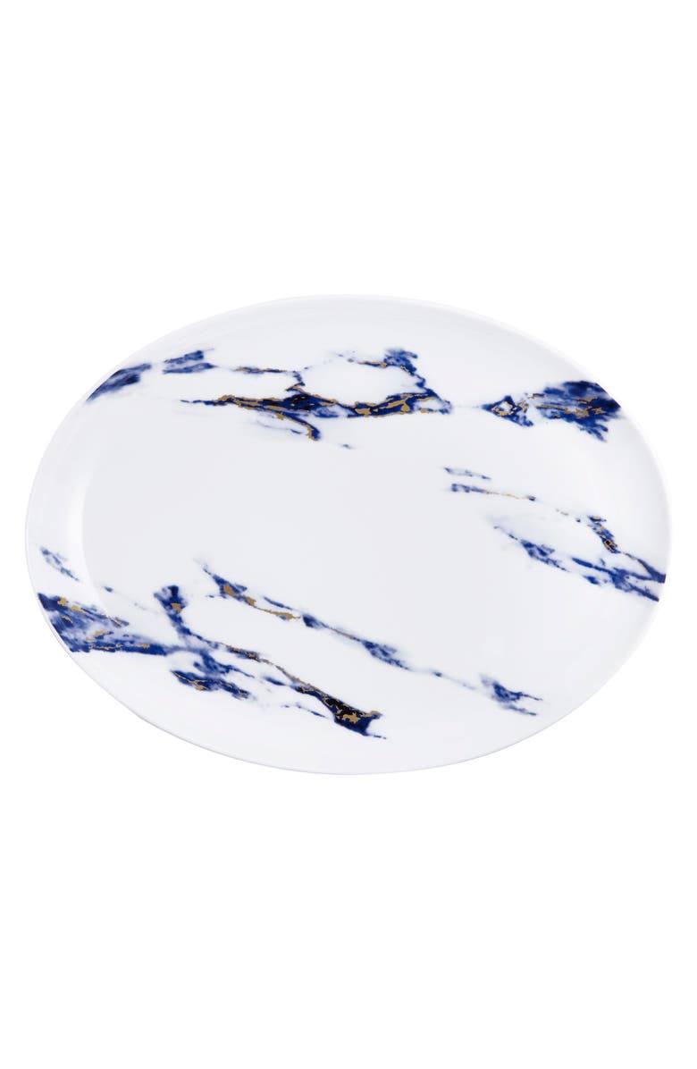 Prouna Marble Azure 14 Inch Oval Platter, Main, color, White