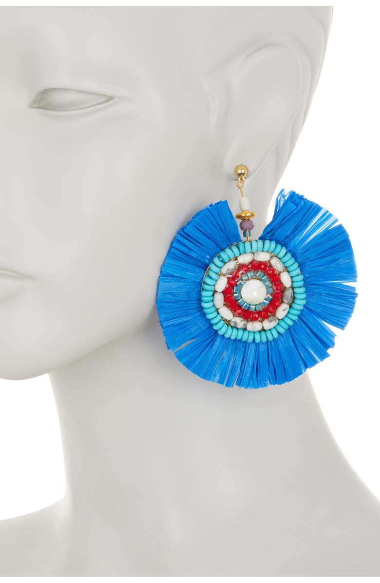 OLIVIA WELLES Fiesta Multi-Color Raffia Earrings, Alternate, color, Gold-Multi