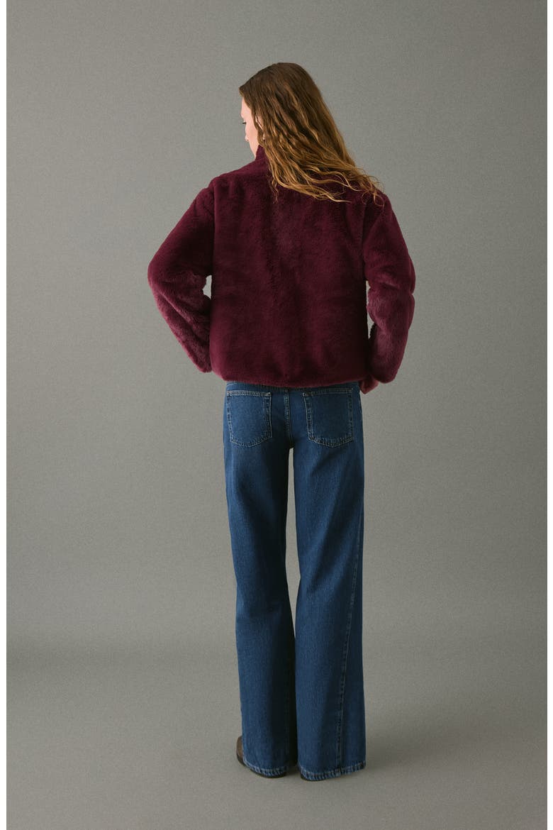 Faux Fur Coat, Alternate, color, BURGUNDY