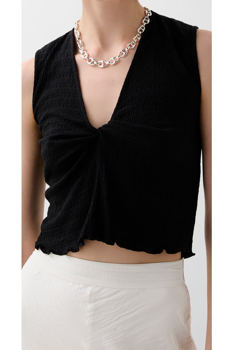 Wrinkle Chestknot Tee, Alternate, color, Black