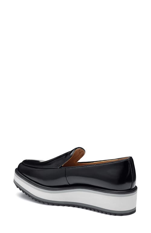 Johnston & Murphy Gracelyn Venetian Platform Loafer In Black Italian Antiqued