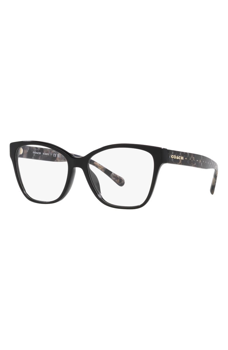 COACH 54mm Square Optical Glasses, Alternate, color, Black