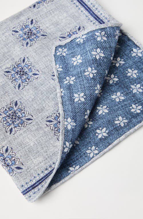 Brunello Cucinelli Double-faced Linen-silk Floral Pocket Square In Light Grey