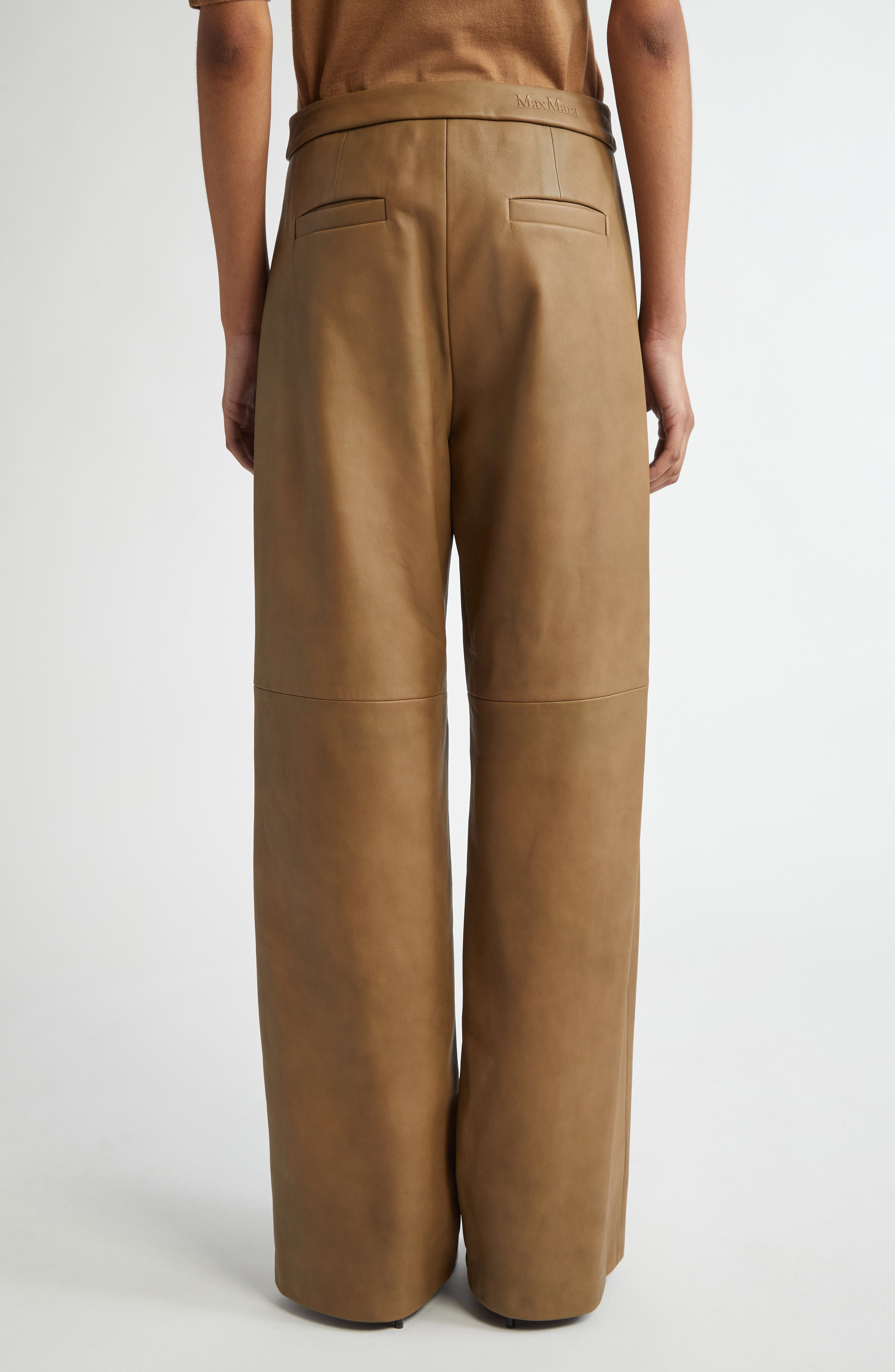 Max Mara Getti Leather Wide Leg Pants (Women) | Nordstrom