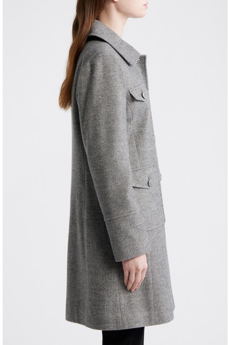Herringbone Flap Pocket Coat, Alternate, color, DARK GREY HERRINGBONE