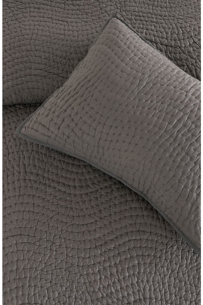 Voile Solid Cotton Quilt & Sham Set, Alternate, color, CHARCOAL