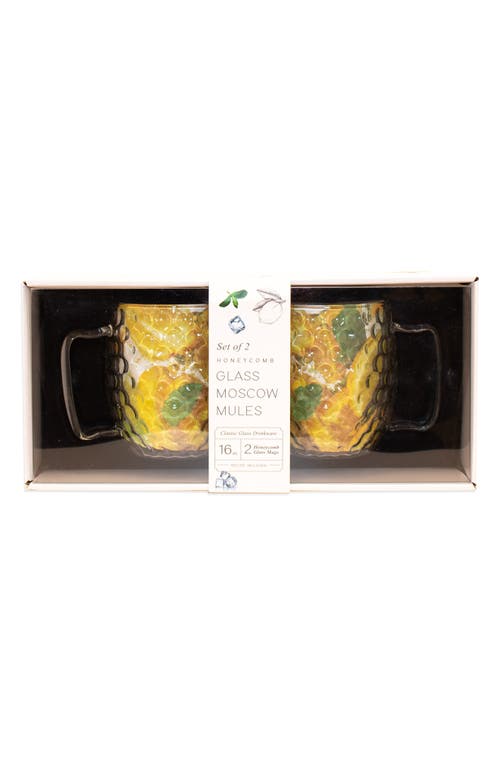 Silver One International Set Of 2 Honeycomb Moscow Mule Glasses In Transparent