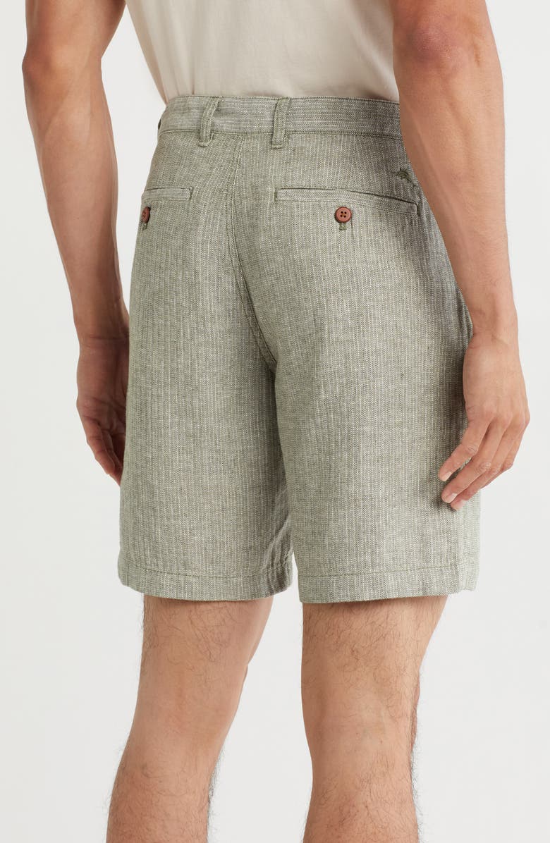 Tommy Bahama Metro Herringbone Linen & Cotton Blend Shorts, Alternate, color, Palm Moss