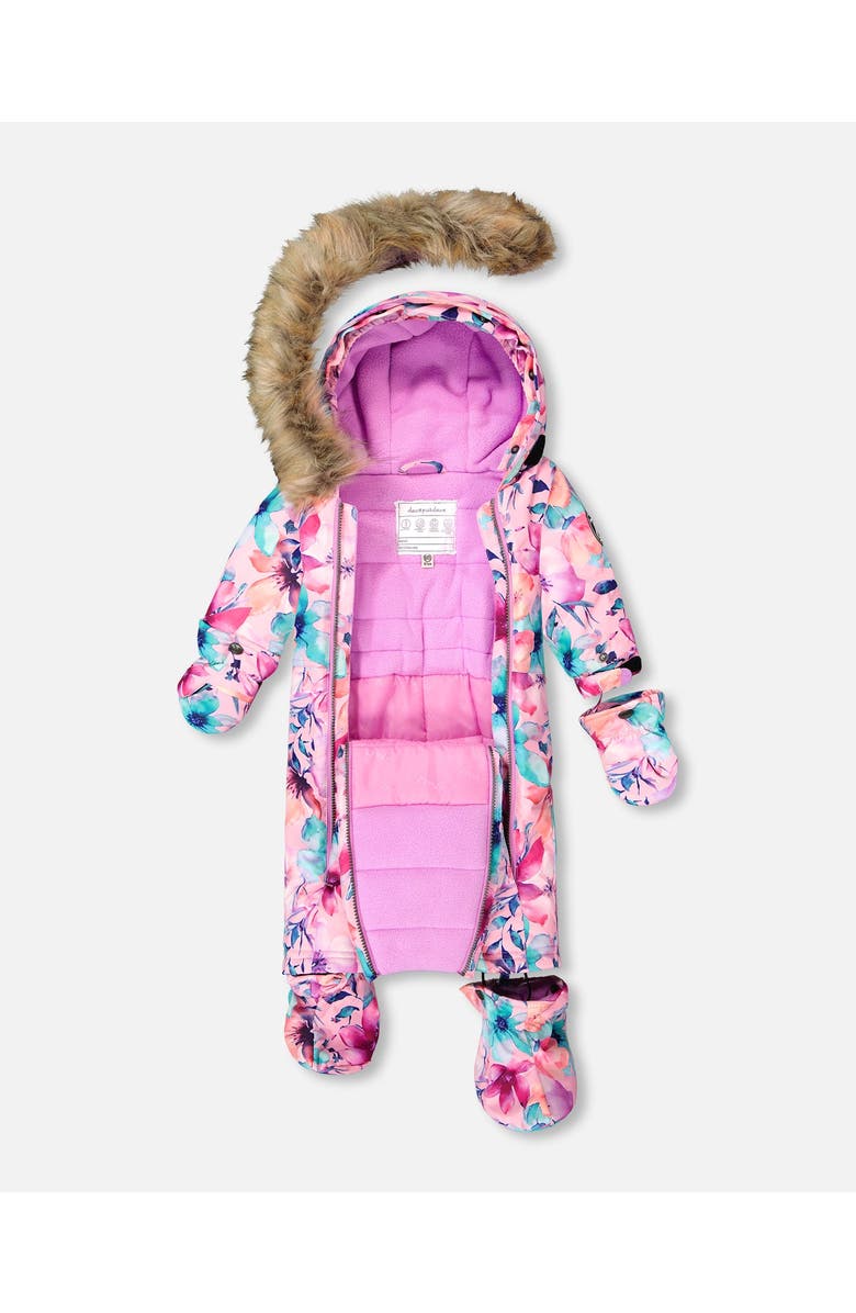 Deux par Deux One-Piece Play Snowsuit Designed for Car Seat Watercolor Flower, Alternate, color,