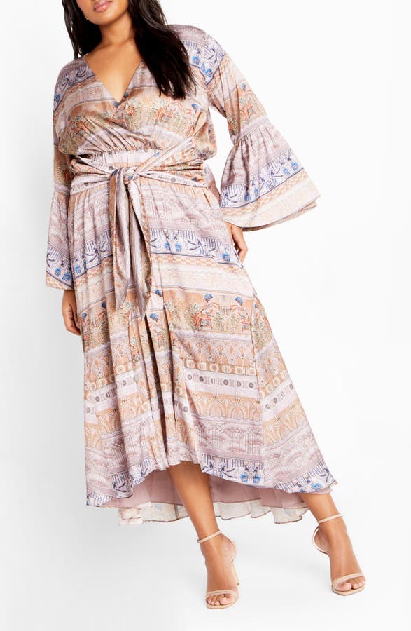 Marilyn Long Sleeve Faux Wrap Maxi Dress