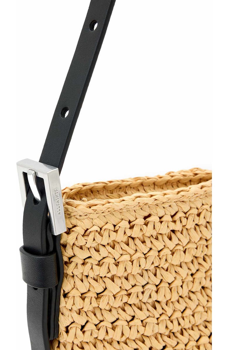 AllSaints Mini Asha Paper Straw Shoulder Bag, Alternate, color, Natural