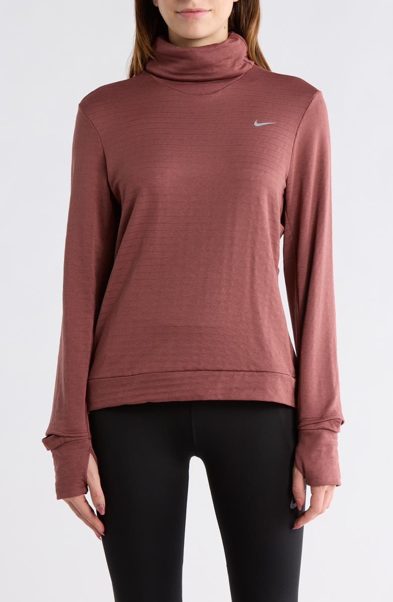 Nike Swift Element Therma-FIT Turtleneck Sweatshirt, Main, color, Sepia/ Reflective Silver
