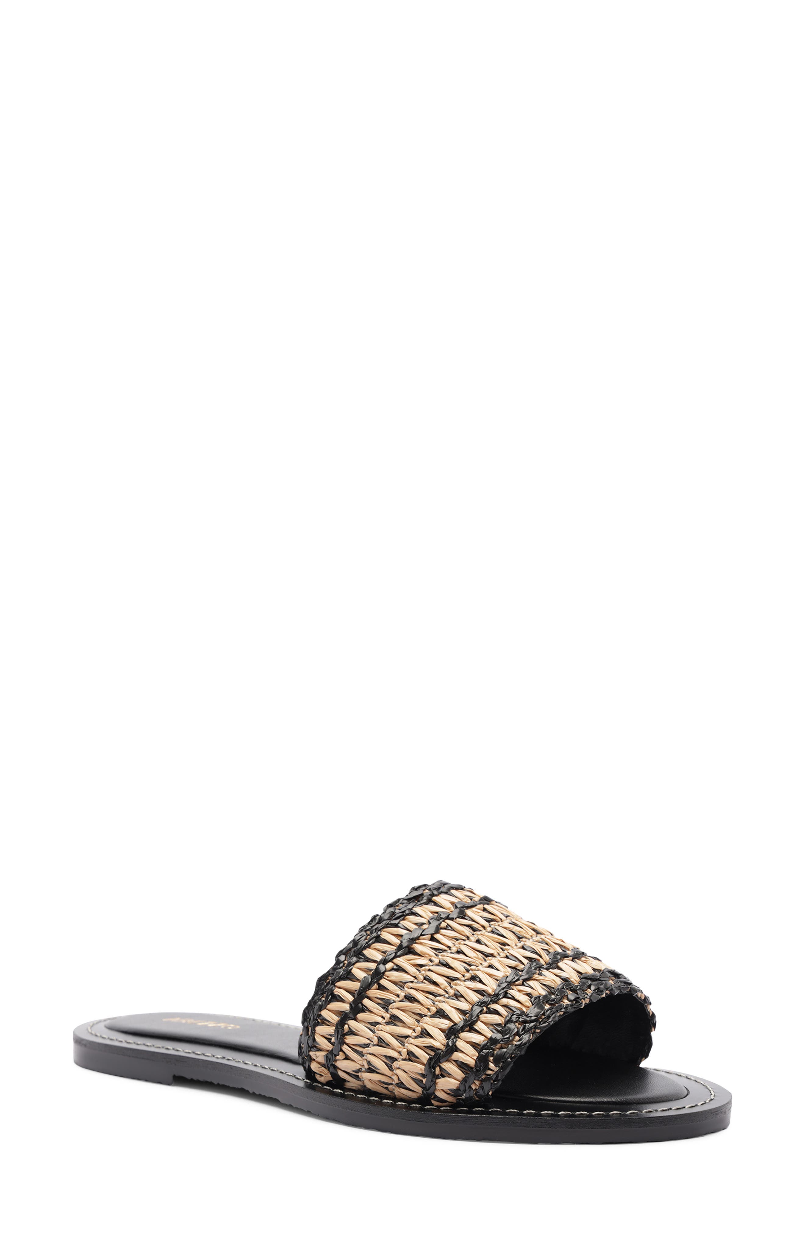 Arezzo Liz Slide Sandal, Main, color, Natural Black