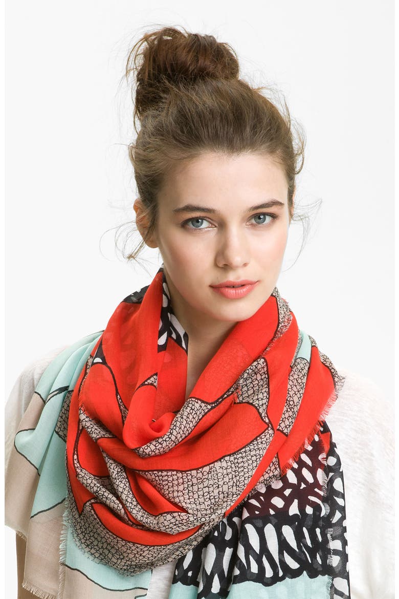 'Campbell' Scarf, Main, color, SCRIBBLE LEAVES RED