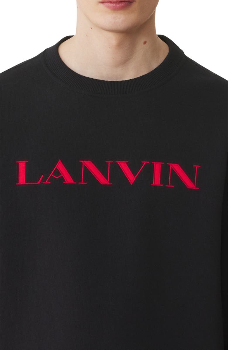 Lanvin Embroidered Cotton Sweatshirt, Alternate, color, Black