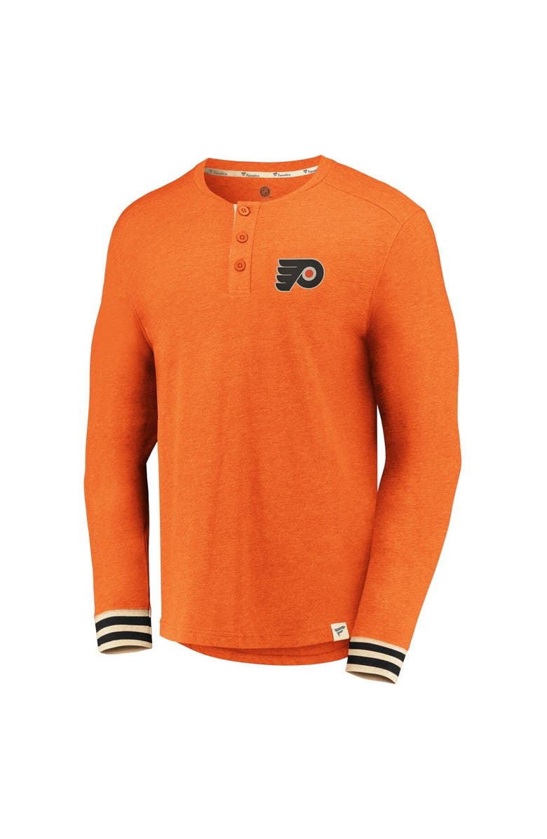FANATICS Men's Fanatics Branded Heathered Orange Philadelphia Flyers True Classics Henley Long Sleeve T-Shirt, Alternate, color, Heather Orange