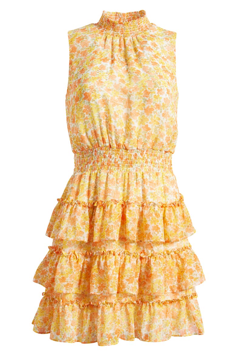 Smock Neck Sleeveless Fit & Flare Dress, Alternate, color, CORN SILK YELLOW