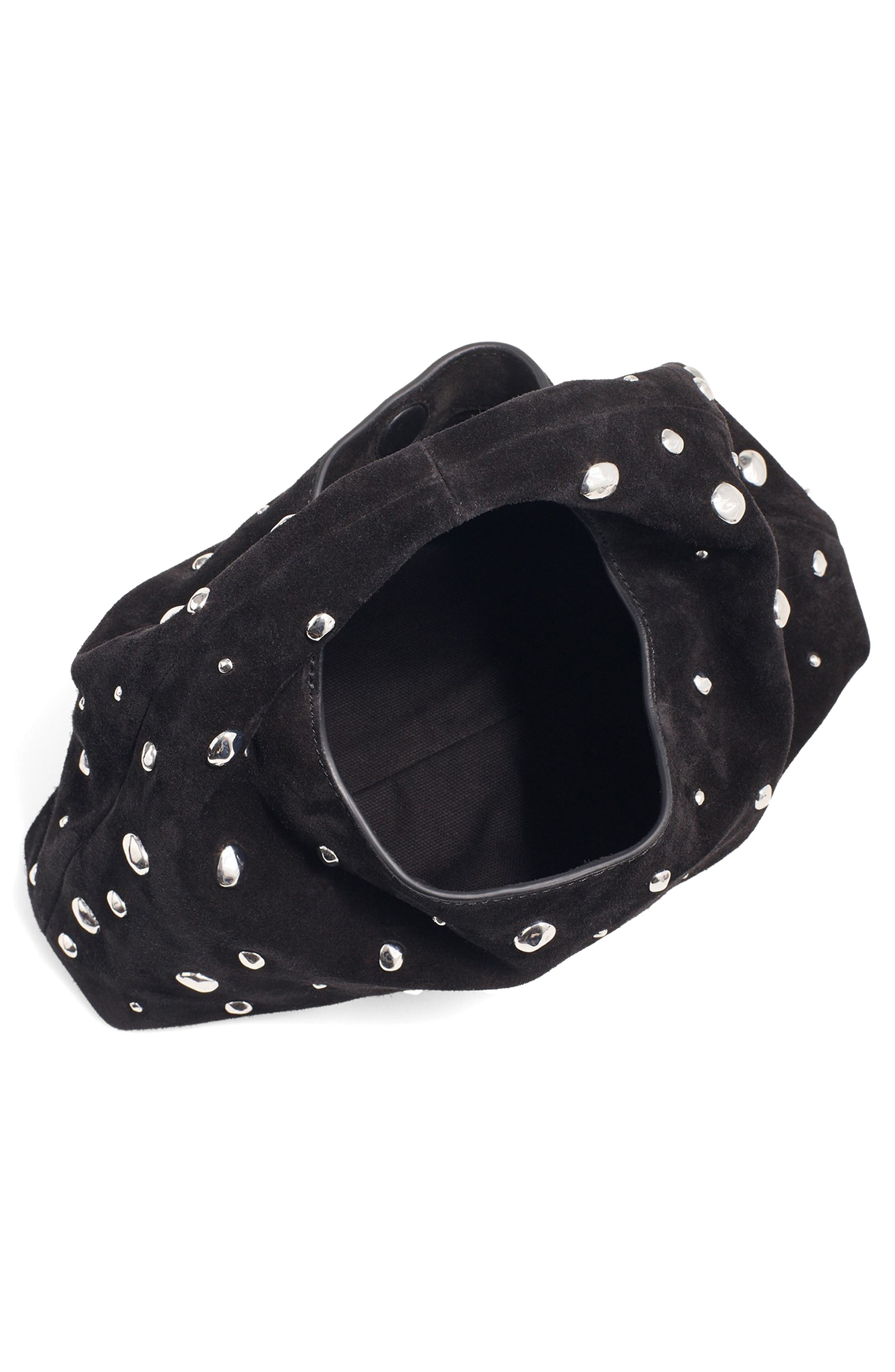 Studded Suede Handheld Pouch, Alternate, color, TRUE BLACK