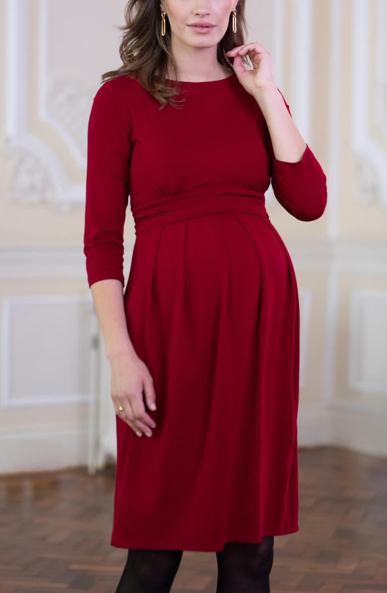Seraphine Pleated Waist Maternity/Nursing Dress, Alternate, color, 
