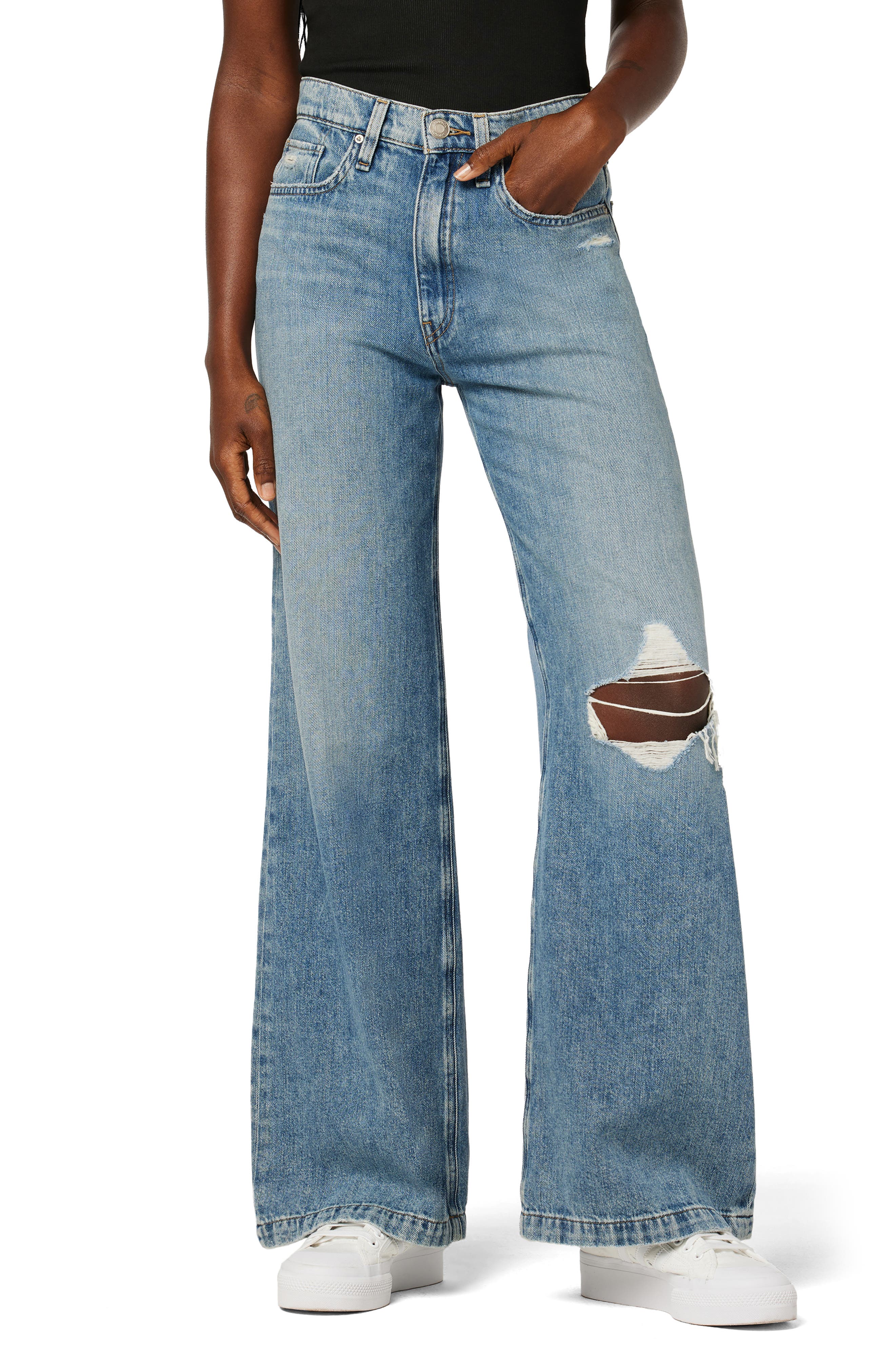 Hudson Jeans Jodie Ripped High Waist Wide Leg Jeans