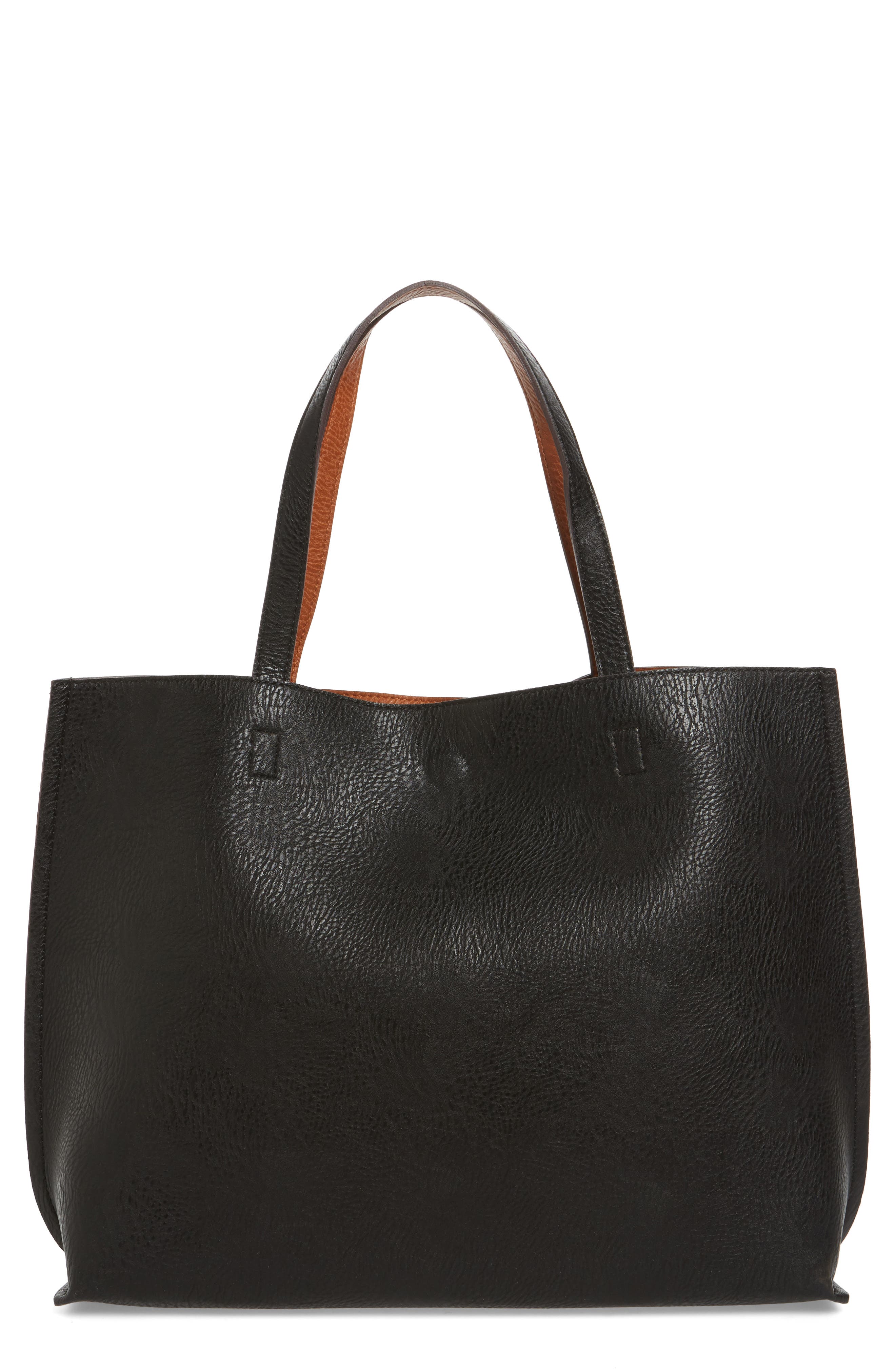 Street Level Reversible Faux Leather Tote & Wristlet, Main, color, 