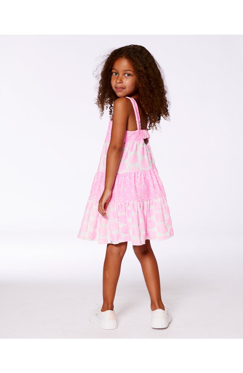 Deux par Deux Little Girl's Printed Terry Beach Dress Pink And White, Alternate, color, 