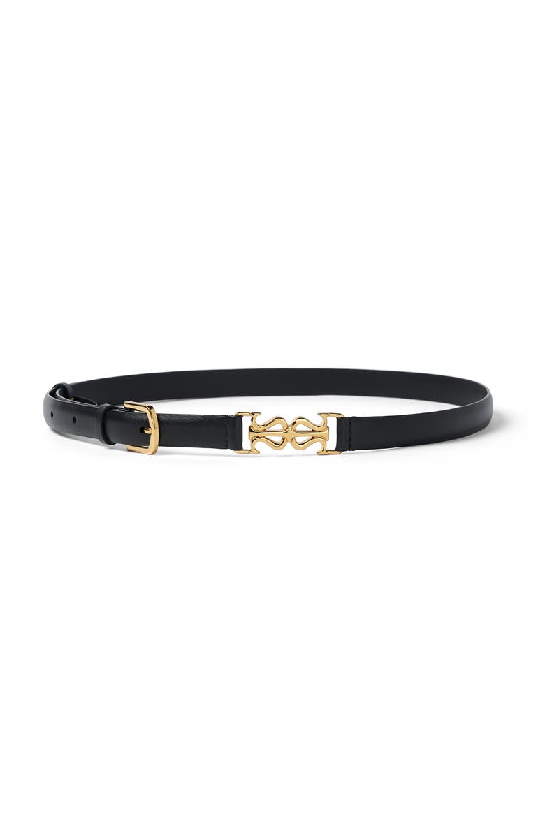 Women's LS Clasp Leather Skinny Belt, Main, color, Black