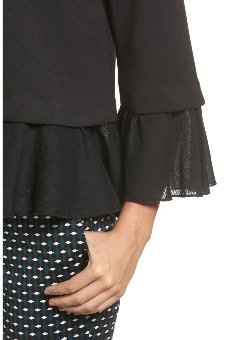 MIXED MEDIA SWING TOP, Alternate, color, BLACK