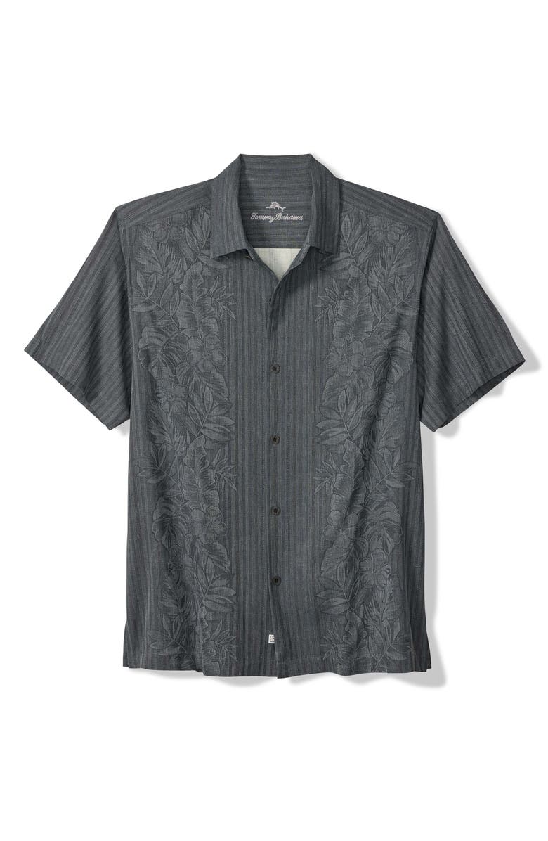 Tommy Bahama Maui Border Silk Short Sleeve Button-Up Shirt, Main, color, Turbulence
