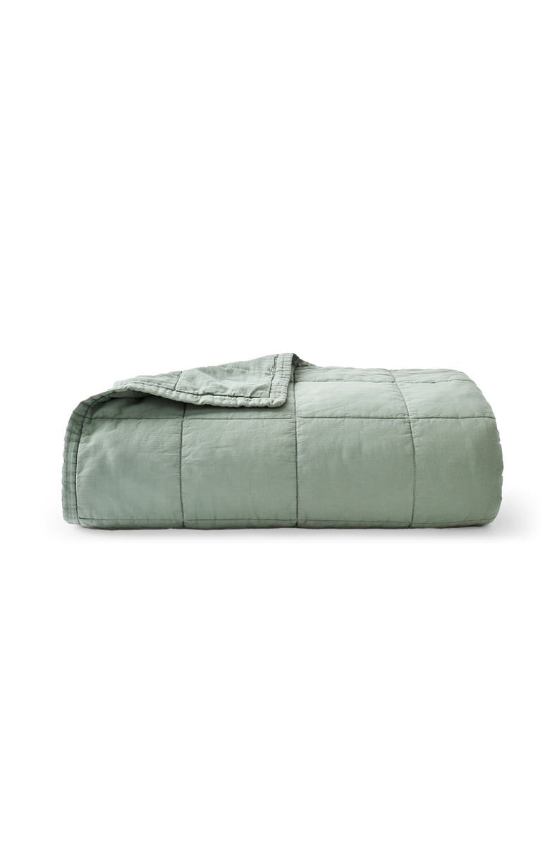CHRISTY Laundered Cotton Luxury Percale Quilted Bedspread, Main, color, Sage Green